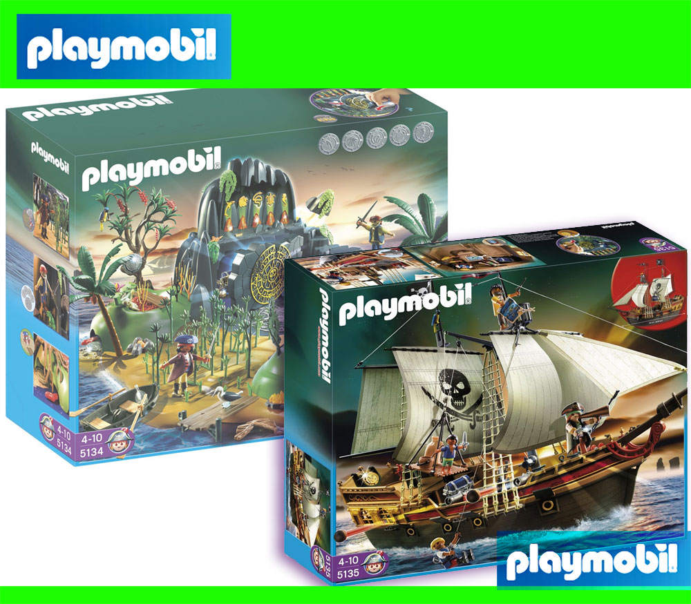 Playmobil Pirates 5134 & 5135 Treasure Island and & Booty Ship