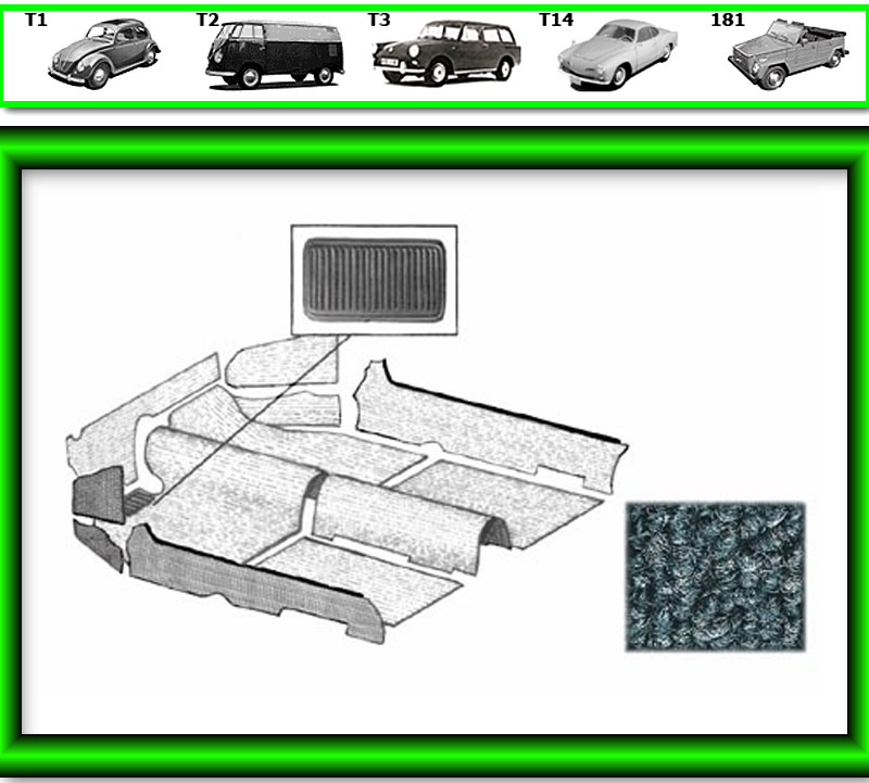 VW Käfer Cabrio 1303 Teppichsatz 11teilig Schwarz (0579